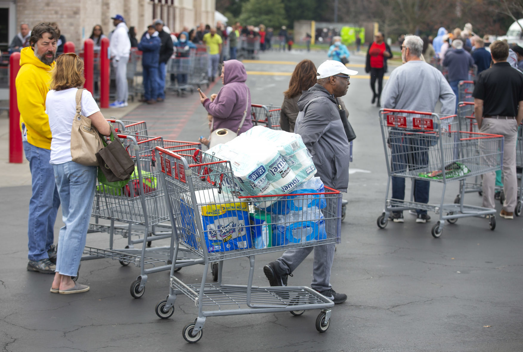 Long lines outside Costco Warehouse